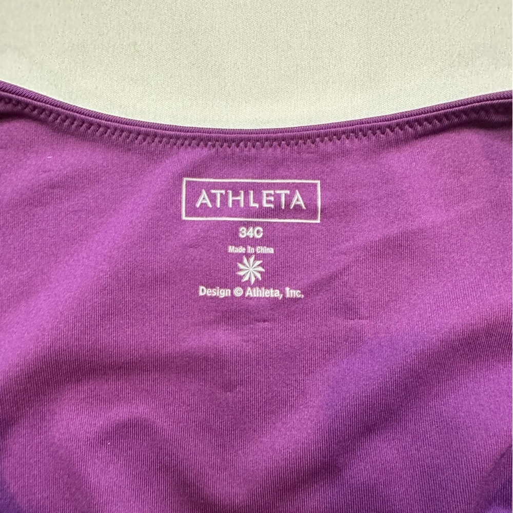 Athleta Purple Shirred V-Neck Support Tank With Built-in Bra Size 34C - Picture 3 of 8